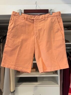 Bugatchi Peach Flat-Front Cotton Shorts